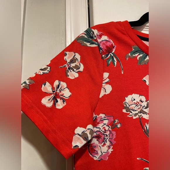 NWT Joules Size 4 Red Floral Short Sleeve Crew Neck Cotton Tee Shirt Dress - Picture 3 of 10